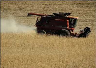  ?? (AP) ?? A farmer harvests soybeans in a field near Concordia, Mo., last year.