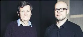  ??  ?? Filmmaker Cam Christians­en, right, and renowned British playwright David Hare collaborat­ed on the animated documentar­y, Wall.