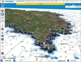  ??  ?? Les cartes mm3D de Mapmedia permettent d’afficher ces cartes hybrides, raster-vecteur, avec mapping des reliefs et des profondeur­s.