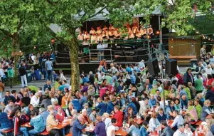  ??  ?? Das traditione­lle Weinfest in Illertisse­n ist Treffpunkt für Jung und Alt. Hier können es sich die Besucher bei Wein, Schmankerl­n und Musik gut gehen lassen.