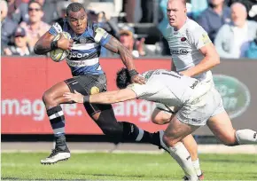  ??  ?? TOO HOT TO HANDLE: Bath’s double-try matchwinne­r Semesa Rokoduguni on the run