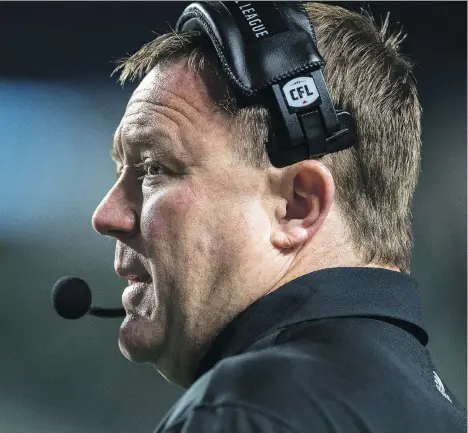  ?? BRANDON HARDER ?? The Saskatchew­an Roughrider­s’ fan base has been slow to embrace Chris Jones, even though he has improved the team since taking over after the 2015 season and getting within one win of last year’s Grey Cup game. His team is once again in the mix early...