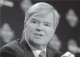  ?? File, Matt York / The Associated Press ?? At a news conference in Glendale, Arizona, NCAA President Mark Emmert said major changes are needed in college basketball before next season to prove that the NCAA is capable of governing the sport in the wake of a bribery scandal.