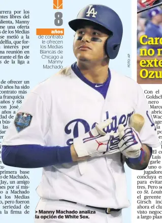  ??  ?? &gt; Manny Machado analiza la opción de White Sox.