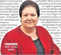  ?? ?? CONCERN MSP Jackie Baillie