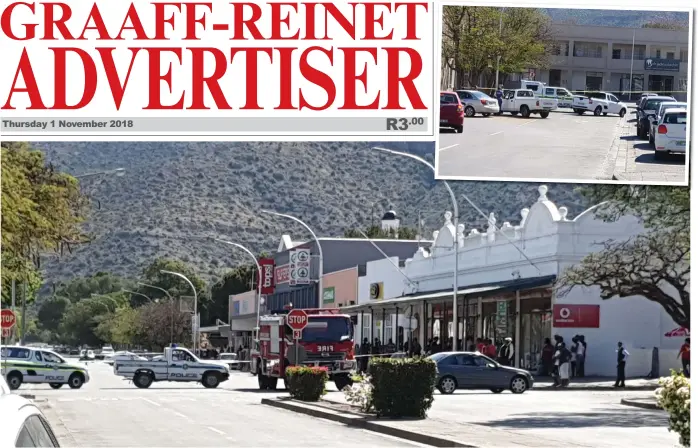  ??  ?? The stretch of Caledon Street between the Groot Kerk and Bourke Street was cordoned off following a bomb scare. Some terrified shoppers fled, while others unwisely stayed to see events unfold.