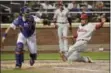  ?? BILL KOSTROUN — THE ASSOCIATED PRESS ?? The Phillies’ J.P. Crawford scores on single by Ben Lively as Mets catcher Travis d’Arnaud, left, takes the throw in the second inning Tuesday night at Citi Field.