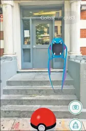  ??  ?? MANHATTAN AVENUE, MANHATTAN: Pokémon Golbat popped up on the steps of the building of a registered Level 2 sex offender.