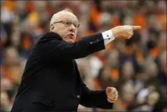  ??  ?? FILE - In this Feb. 23, 2019, file photo, Syracuse head coach Jim Boeheim directs his players during the first half of an NCAA college basketball game against Duke in Syracuse, N.Y. Boeheim has five freshmen on the roster as he prepares for his 44th.
