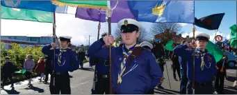  ??  ?? Conor Byrne of Arklow Sea Scouts in last year’s parade.