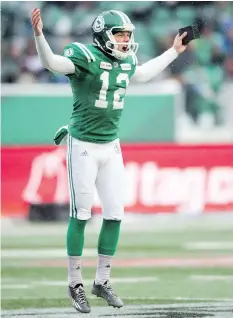  ?? TROY FLEECE ?? Kicker Brett Lauther connected on 90 per cent of his field goal attempts and generated 56.3 per cent of the Riders’ offensive points.