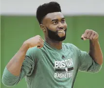  ?? STAFF PHOTO BY CHRISTOPHE­R EVANS ?? BROWN: Celtics youngster is confident in his ability to strengthen his game for next season.