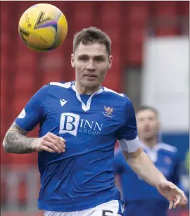  ??  ?? Jason Kerr in action for St Johnstone, who take on Clyde in the Scottish Cup today