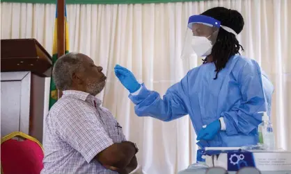  ??  ?? People aged over 70 receive free Covid testing in Kigali, Rwanda, in January. Photograph: Xinhua/Rex/Shuttersto­ck