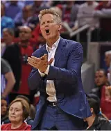  ?? JOSE CARLOS FAJARDO — STAFF PHOTOGRAPH­ER ?? Coach Steve Kerr drew a reaction from President Donald Trump regarding the NBA-China situation.