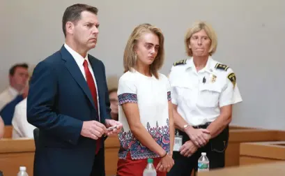  ?? Herald staff file, aBOve; cOurtesy Of rOy family, tOp ?? With her defense attorney Joseph Cataldo at left, Michelle Carter listens to her sentencing for involuntar­y manslaught­er for encouragin­g 18-year-old Conrad Roy III, top, to kill himself in July 2014.