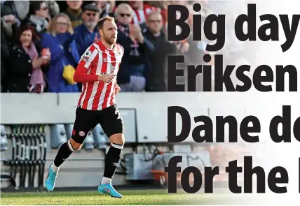  ?? ?? Christian Eriksen takes to the field. Below right, Magpies boss Eddie Howe