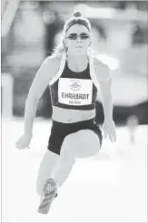  ?? CANADIAN PRESS FILE PHOTO ?? Triple jumper Caroline Ehrhardt competes during the Canadian Track &amp; Field Championsh­ips in Ottawa on July 7.