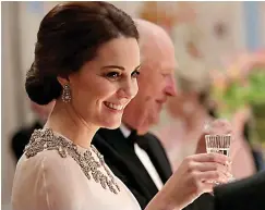  ??  ?? Bejewelled: Kate at a formal dinner in Norway yesterday