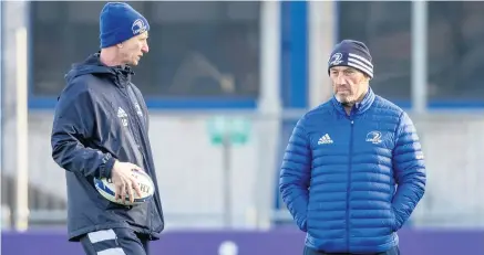  ??  ?? Making plans:
Leinster scrum coach Robin Mcbryde (right) with head coach Leo Cullen