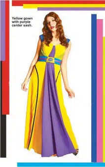  ??  ?? Yellow gown with purple center sash.