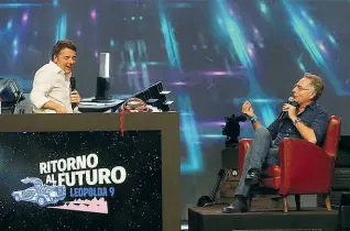  ??  ?? Il duetto tra Matteo Renzi e Paolo Bonolis durante il talk show del pomeriggio