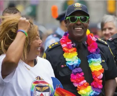  ?? CHRIS SO/TORONTO STAR FILE PHOTO ?? Toronto police Chief Mark Saunders takes part in the Pride Parade in June, 2015.