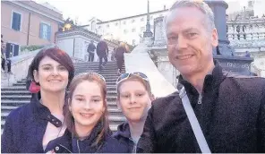  ??  ?? HOLIDAY Graeme with Wendy, Ellie and Grant in Rome in 2015, the year he was diagnosed
