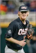  ?? Nati Harnik / AP ?? Oregon State pitcher Bryce Fehmel celebrates at the end of the eighth inning of Monday’s game against LSU.