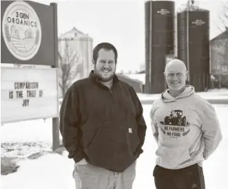  ?? Julian Gavaghan/submitted ?? Brett and Jamie Israel of 3Gen Organics (left), whose farm is featured in season two of Nick Benninger’s TV series Farm to Fork (bottom and top right).