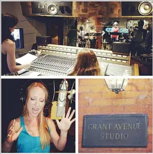  ?? SUBMITTED PHOTOS ?? Two-time Olympic gold medallist Heather Moyse does some voice-over work at the Grant Avenue Studio in Hamilton, Ont. Moyse is lending her voice for the Canadian animated film, “The Adventures of Shadow and Ally,” and will be playing herself as one of...