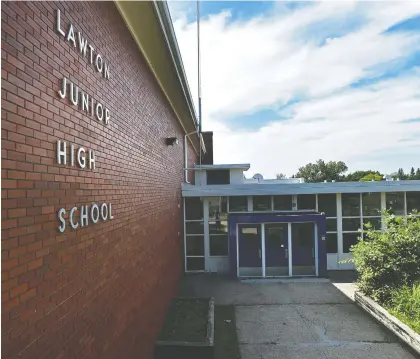  ?? ED KAISER FILES ?? The old Lawton Junior High School in Beverly Heights will not be used as a COVID-19 isolation centre for homeless people after residents argued the province failed to consult the community on the plan.