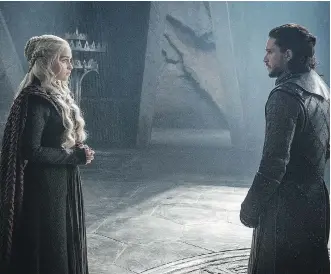  ?? HELEN SLOAN/ HBO ?? Daenerys Targaryen (Emilia Clarke) and Jon Snow (Kit Harington): will they end up together?