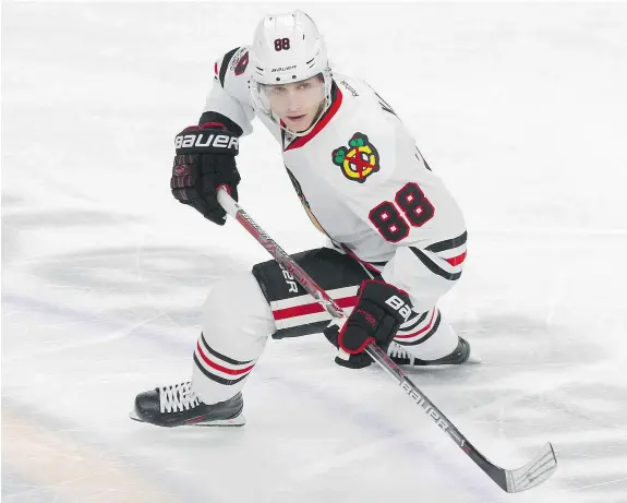  ?? — THE ASSOCIATED PRESS ?? Chicago’s Patrick Kane had a goal and an assist as the Blackhawks beat the Sabres 5-1 on Sunday night. Kane, who was raised in Buffalo, has long been a burr under Buffalo’s saddle.