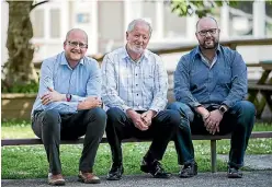  ?? DOMINICO ZAPATA/STUFF ?? Brian Harrop, centre, and his two sons, Michael and Mark, are passionate about education. All three are Waikato principals and their wives work in education, too.