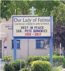  ?? JIM THOMPSON/JOURNAL ?? Our Lady of Fatima Catholic Church, 4020 Lomas NE, will host a viewing and rosary tonight for Sen. Pete Domenici and a Mass of Christian burial Saturday.