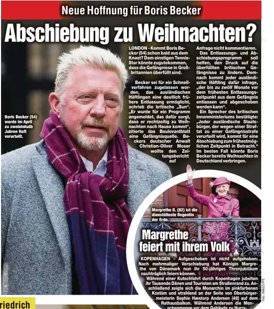  ?? ?? Boris Becker (54) wurde im April zu zweieinhal­b Jahren Haft verurteilt.