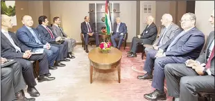  ?? KUNA photo ?? Sheikh Sabah Khaled during the meeting with Palestinia­n President Mahmoud Abbas.