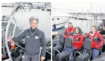  ??  ?? Ronan Chartrey est à la tête d’Emeraude Emotions, et propose trois circuits de balade en mer. A droite, petite sortie au Fort la Latte pour cette famille venue de la Marne.