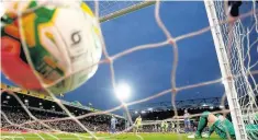  ??  ?? David Stockdale lies on the ground as the ball nestles in the back of the net during Brighton’s defeat at Norwich