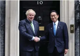  ?? ?? UK Prime Minister Boris Johnson with Japanese counterpar­t Fumio Kishida. Photo: Boris Johnson/ Twitter.