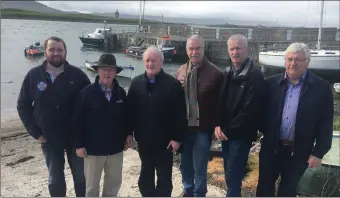  ??  ?? Pictured at Rosses Point Pier are Tony McLoughlin TD, Cllr. Declan Bree, Daryl Ewing, Pat Carter, Frank Armstrong and Felix McElhone.