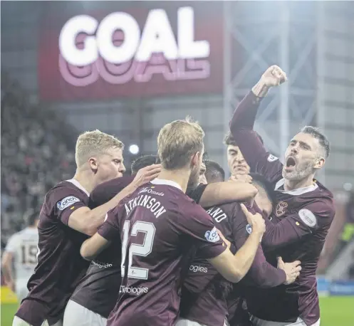  ?? ?? ↑ Hearts sit fifth in the Premiershi­p table at the mid-season break for the World Cup and are just four points behind third-place Aberdeen