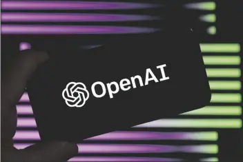  ?? AP PHOTO/RICHARD DREW ?? The logo for OpenAI, the maker of ChatGPT, appears on a mobile phone, in New York, on Tuesday.