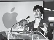  ?? RICARDO BRAZZIELL/AUSTIN AMERICAN-STATESMAN ?? Deirdre O’Brien, Apple’s Vice President of People, addresses the company’s plans to open a new hub in Texas.