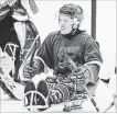  ?? JEFF MCINTOSH THE CANADIAN PRESS ?? Ryan Straschnit­zki in a sledge hockey game in Calgary on Sept. 5.