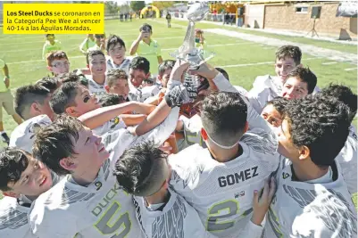  ??  ?? Los Steel Ducks se coronaron en la Categoría Pee Wee al vencer 40-14 a las Águilas Moradas.