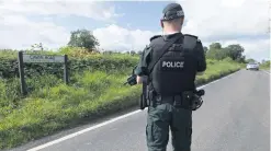  ??  ?? PSNI at the scene of the bomb attack in Co Fermanagh earlier this month