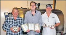  ?? 01_B50cheese0­1 ?? Arran Cheese Shop’s Gordon Kinniburgh and Bellevue Creamery’s dairy manager Calum Chaplin last year, along with cheese technician Willie McNally, who have repeated their success by winning the Best Scottish Cheese Award.