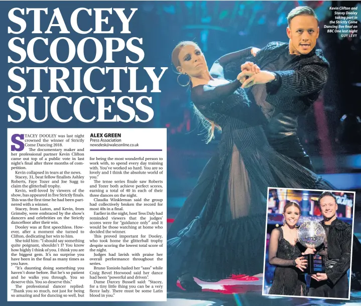  ?? GUY LEVY ?? Kevin Clifton and Stacey Dooley taking part in the Strictly Come Dancing live final on BBC One last night
